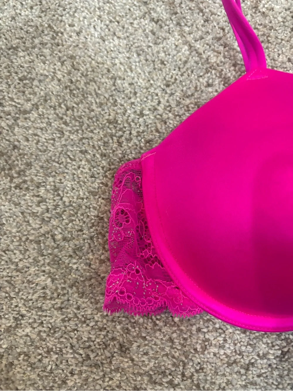 PINK Heartbreaker Push Up Bra Hot Pink Lace-Trim T-Shirt Bra 34C